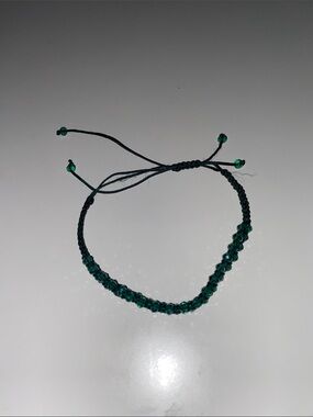 Handmade Adjustable Green Beaded Macrame Bracelet